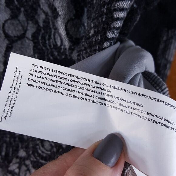 JOSEPH RIBKOFF Womens Top Size 6 Gray Pullover Floral Knit Pleated Shirt Tail - Picture 8 of 9